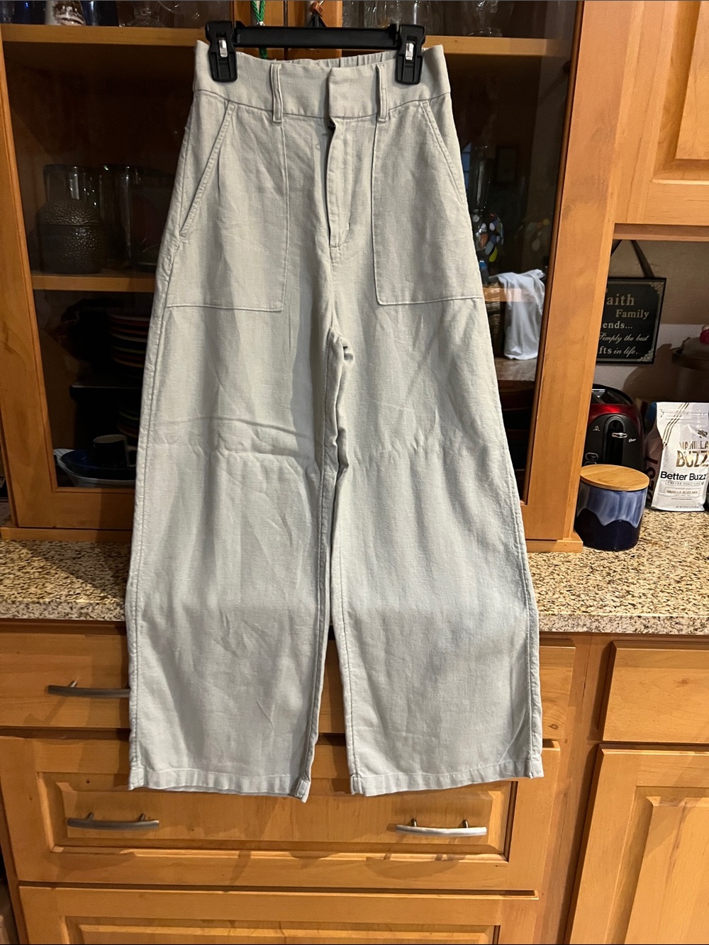 Hollister Light Gray Wide-Leg Chinos